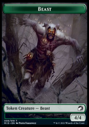 Zombie (005) // Beast (008) Double-Sided Token [Innistrad: Midnight Hunt Tokens] MTG Single Magic: The Gathering | Red Claw Gaming