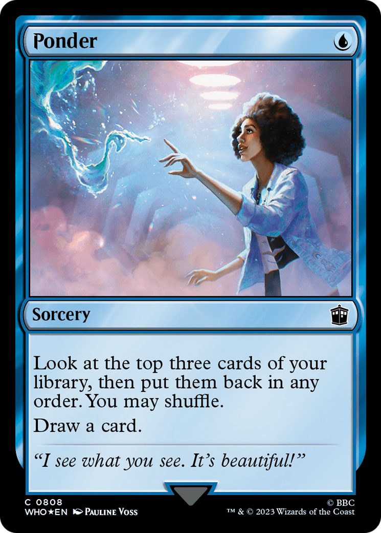 Ponder (Surge Foil) [Doctor Who] MTG Single Magic: The Gathering | Red Claw Gaming