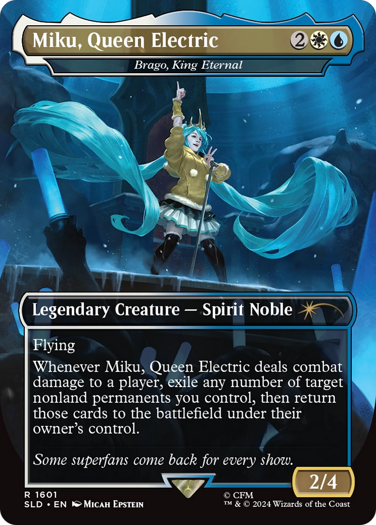 Miku, Queen Electric - Brago, King Eternal (Rainbow Foil) [Secret Lair Drop Series] MTG Single Magic: The Gathering | Red Claw Gaming