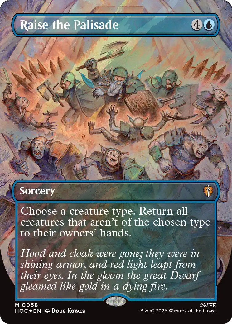Raise the Palisade (Borderless) (Surge Foil) [The Hobbit: Eternal-Legal] | Red Claw Gaming