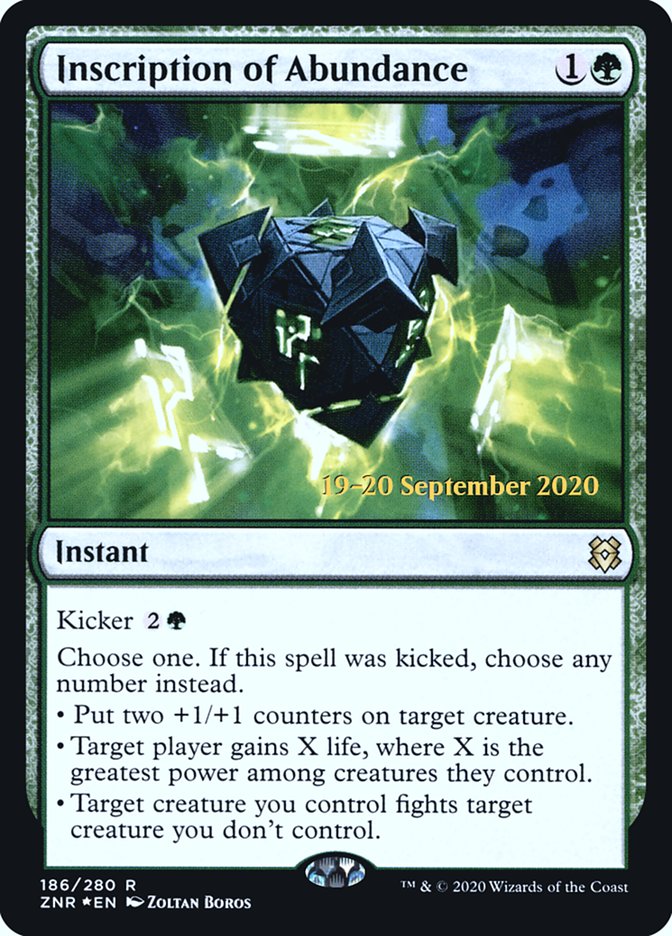 Inscription of Abundance [Zendikar Rising Prerelease Promos] MTG Single Magic: The Gathering | Red Claw Gaming