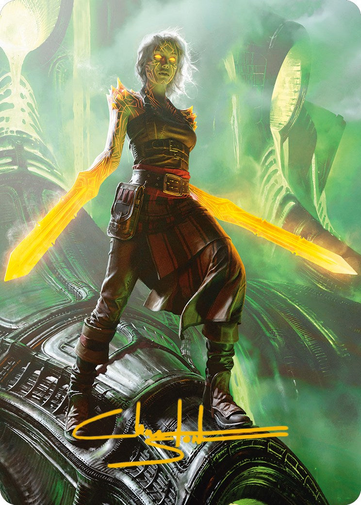 Nahiri, the Unforgiving Art Card (Gold-Stamped Signature) [Phyrexia: All Will Be One Art Series] MTG Single Magic: The Gathering | Red Claw Gaming