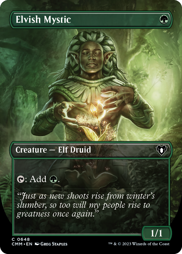 Elvish Mystic (Borderless Alternate Art) [Commander Masters] MTG Single Magic: The Gathering | Red Claw Gaming