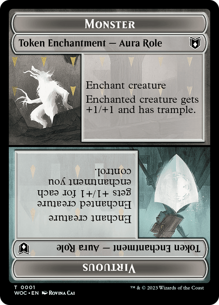 Copy // Monster Role / Virtuous Role Double-Sided Token [Wilds of Eldraine Commander Tokens] MTG Single Magic: The Gathering | Red Claw Gaming