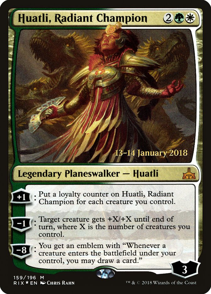 Huatli, Radiant Champion [Rivals of Ixalan Prerelease Promos] MTG Single Magic: The Gathering | Red Claw Gaming