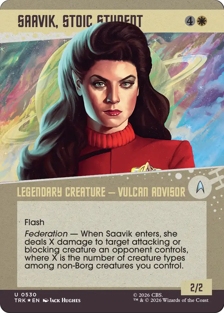 Saavik, Stoic Student (Showcase) (Surge Foil) [Star Trek] MTG Single Magic: The Gathering | Red Claw Gaming