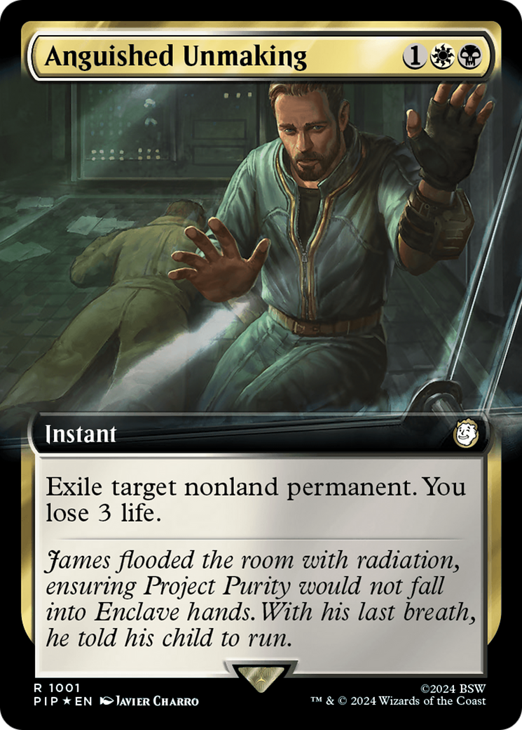Anguished Unmaking (Extended Art) (Surge Foil) [Fallout] MTG Single Magic: The Gathering | Red Claw Gaming