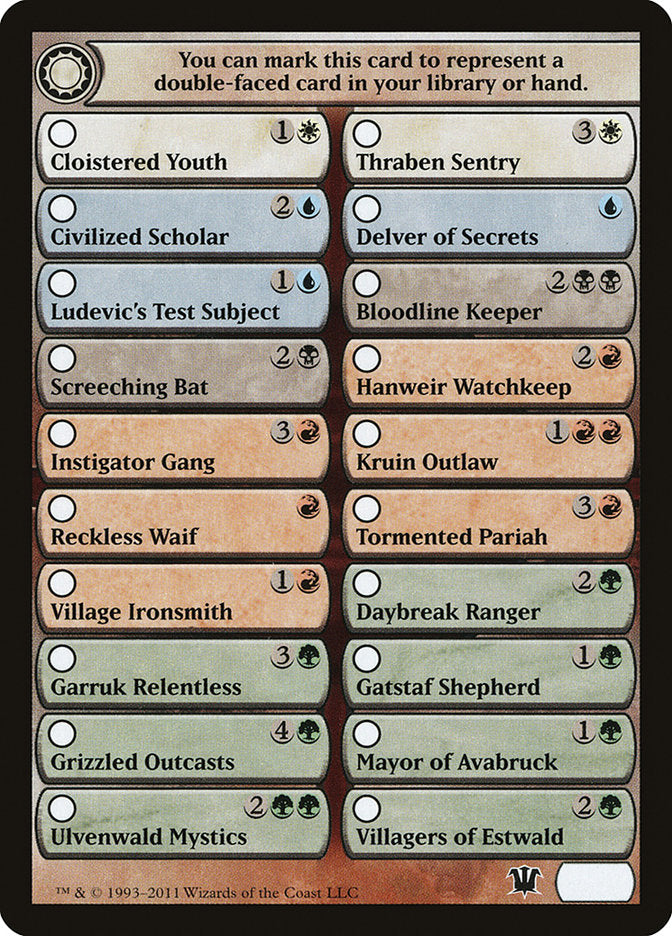 Innistrad Checklist [Innistrad Tokens] MTG Single Magic: The Gathering | Red Claw Gaming