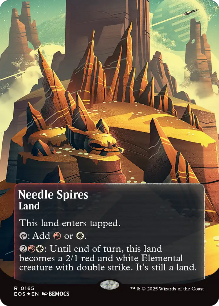 Needle Spires (0165) (Borderless) (Galaxy Foil) [Edge of Eternities: Stellar Sights] MTG Single Magic: The Gathering | Red Claw Gaming