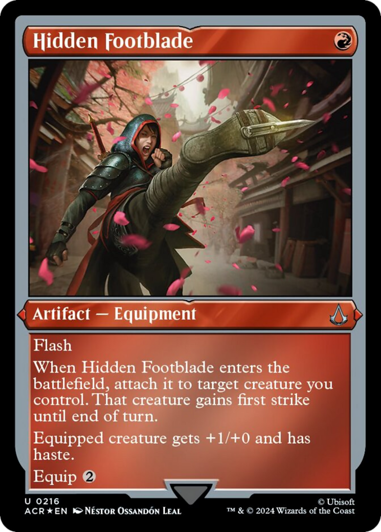 Hidden Footblade (Foil Etched) [Assassin's Creed] MTG Single Magic: The Gathering | Red Claw Gaming