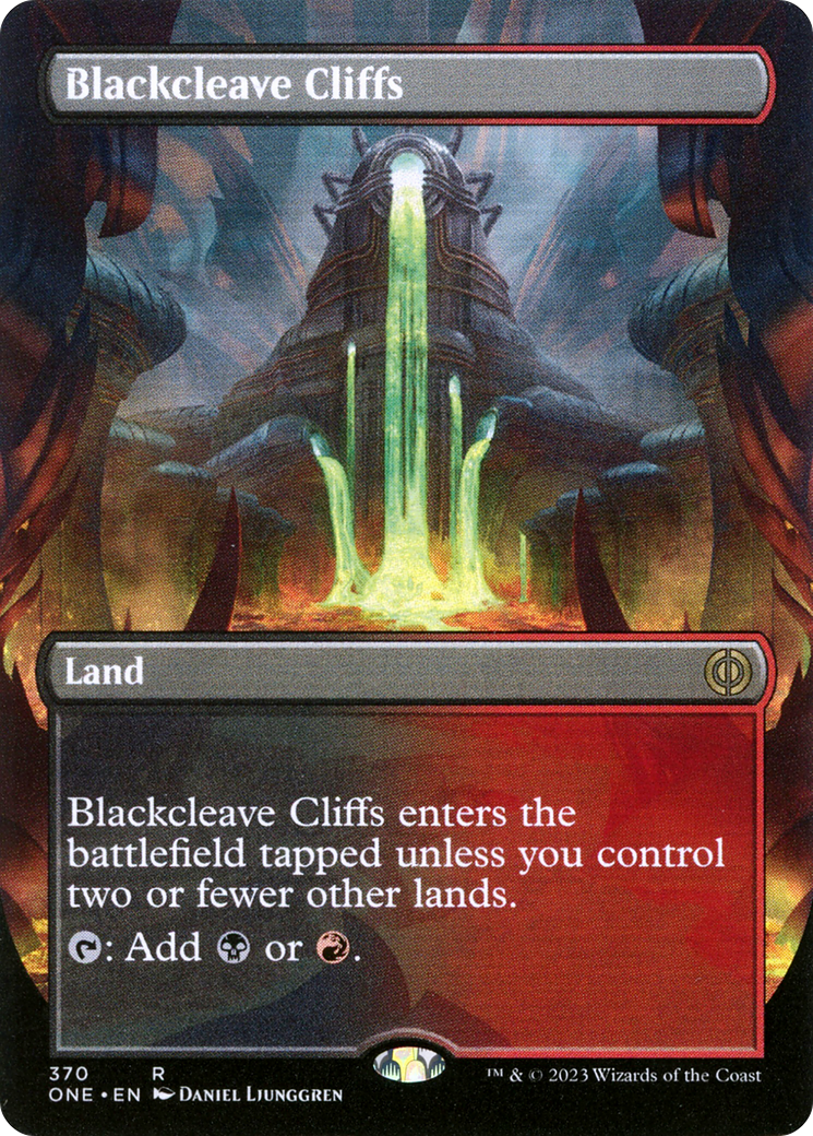 Blackcleave Cliffs (Borderless Alternate Art) [Phyrexia: All Will Be One] MTG Single Magic: The Gathering | Red Claw Gaming