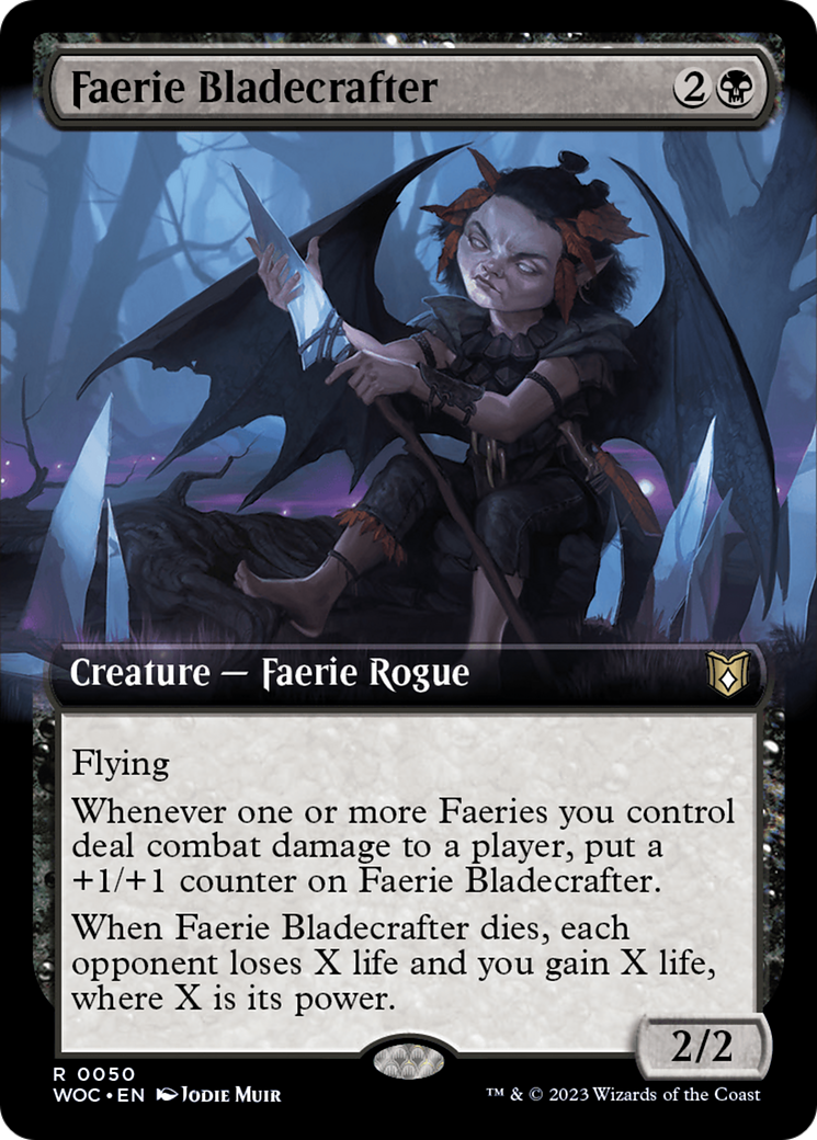 Faerie Bladecrafter (Extended Art) [Wilds of Eldraine Commander] MTG Single Magic: The Gathering | Red Claw Gaming