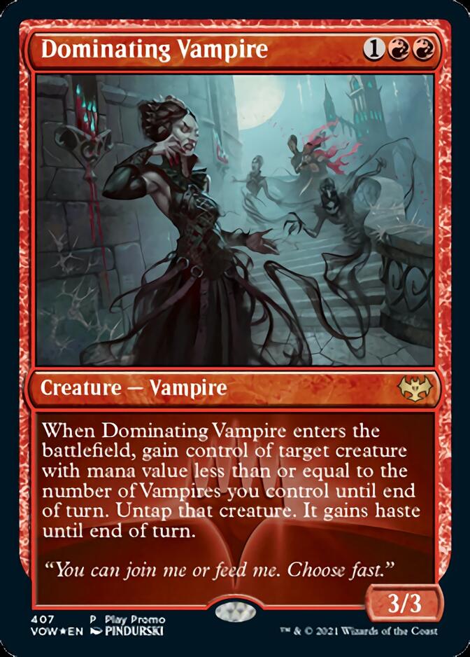 Dominating Vampire (Play Promo) [Innistrad: Crimson Vow Promos] MTG Single Magic: The Gathering | Red Claw Gaming