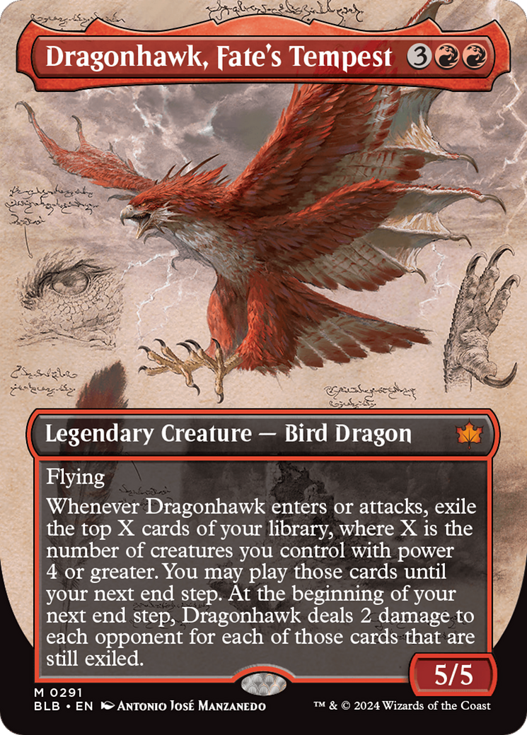 Dragonhawk, Fate's Tempest (Borderless) [Bloomburrow] MTG Single Magic: The Gathering | Red Claw Gaming