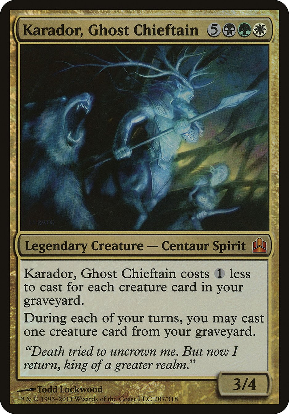 Karador, Ghost Chieftain (Oversized) [Commander 2011 Oversized] MTG Single Magic: The Gathering | Red Claw Gaming