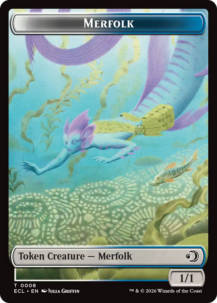 Merfolk // Worm Double-Sided Token [Lorwyn Eclipsed Tokens] MTG Single Magic: The Gathering | Red Claw Gaming