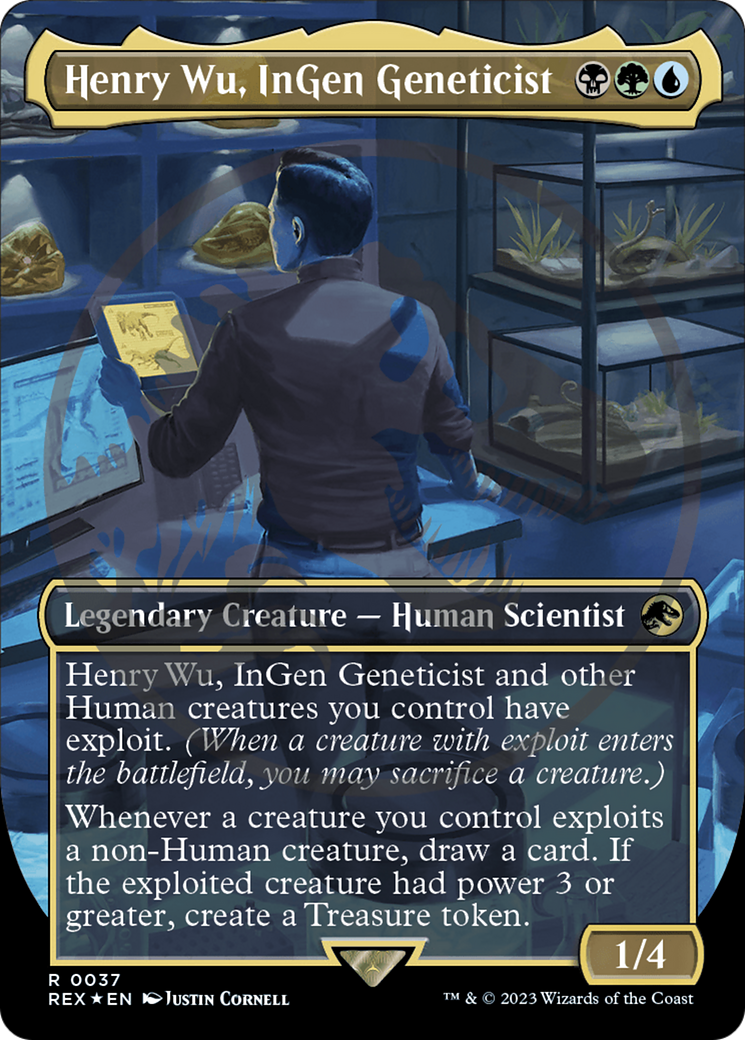 Henry Wu, InGen Geneticist (Emblem) (Borderless) [Jurassic World Collection Tokens] MTG Single Magic: The Gathering | Red Claw Gaming