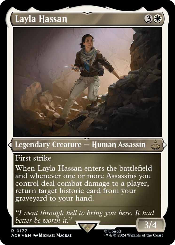 Layla Hassan (Foil Etched) [Assassin's Creed] MTG Single Magic: The Gathering | Red Claw Gaming