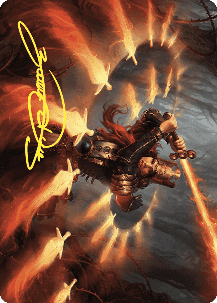 Heartflame Duelist Art Card (Gold-Stamped Signature) [Wilds of Eldraine Art Series] MTG Single Magic: The Gathering | Red Claw Gaming