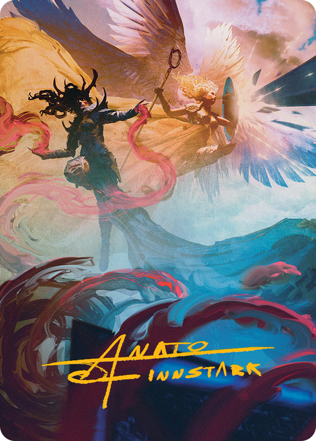 Drana and Linvala Art Card (Gold-Stamped Signature) [March of the Machine Art Series] MTG Single Magic: The Gathering | Red Claw Gaming