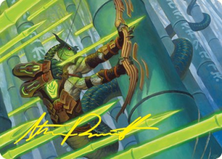 Bamboo Grove Archer Art Card (Gold-Stamped Signature) [Kamigawa: Neon Dynasty Art Series] MTG Single Magic: The Gathering | Red Claw Gaming
