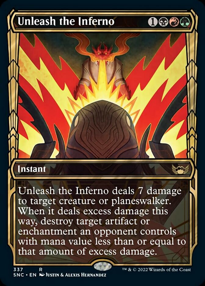 Unleash the Inferno (Showcase Golden Age) [Streets of New Capenna] MTG Single Magic: The Gathering | Red Claw Gaming