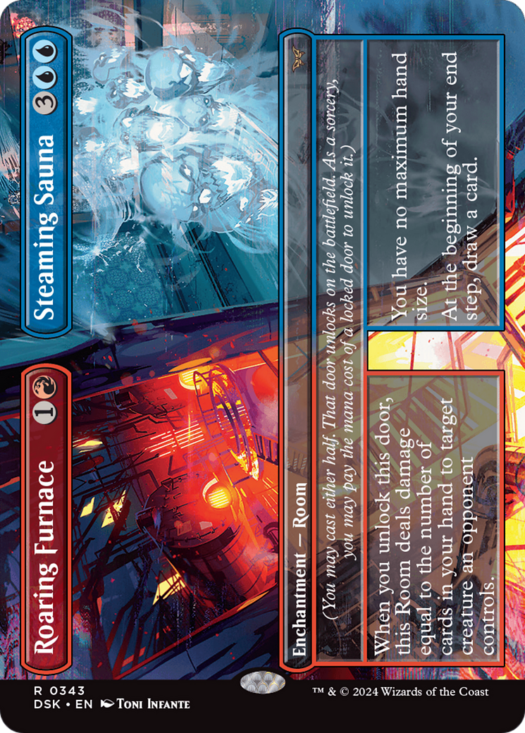 Roaring Furnace // Steaming Sauna (Borderless) [Duskmourn: House of Horror] MTG Single Magic: The Gathering | Red Claw Gaming