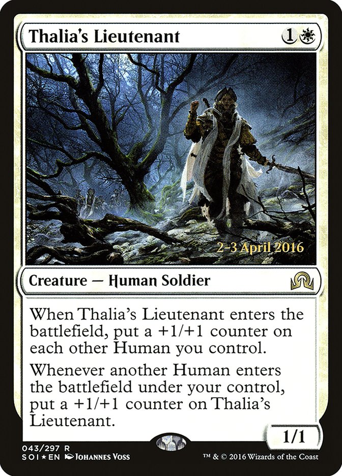 Thalia's Lieutenant [Shadows over Innistrad Prerelease Promos] MTG Single Magic: The Gathering | Red Claw Gaming