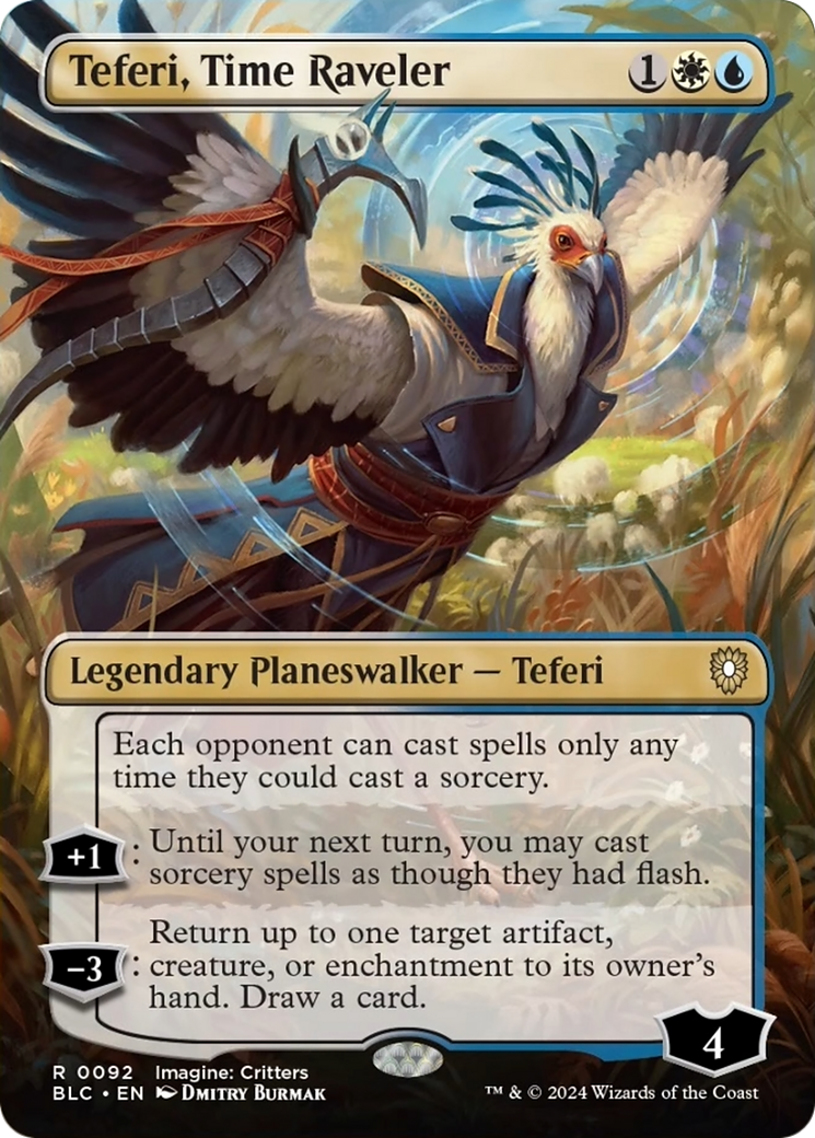 Teferi, Time Raveler (Borderless) [Bloomburrow Commander] MTG Single Magic: The Gathering | Red Claw Gaming
