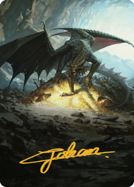 Ancient Copper Dragon Art Card (04) (Gold-Stamped Signature) [Commander Legends: Battle for Baldur's Gate Art Series] MTG Single Magic: The Gathering | Red Claw Gaming