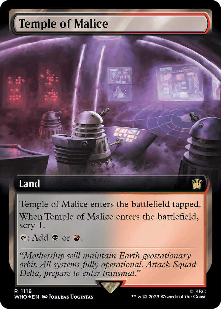 Temple of Malice (Extended Art) (Surge Foil) [Doctor Who] MTG Single Magic: The Gathering | Red Claw Gaming