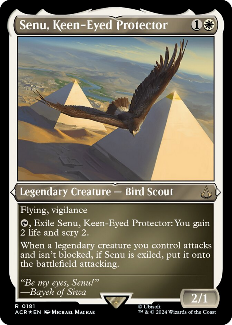 Senu, Keen-Eyed Protector (Foil Etched) [Assassin's Creed] MTG Single Magic: The Gathering | Red Claw Gaming