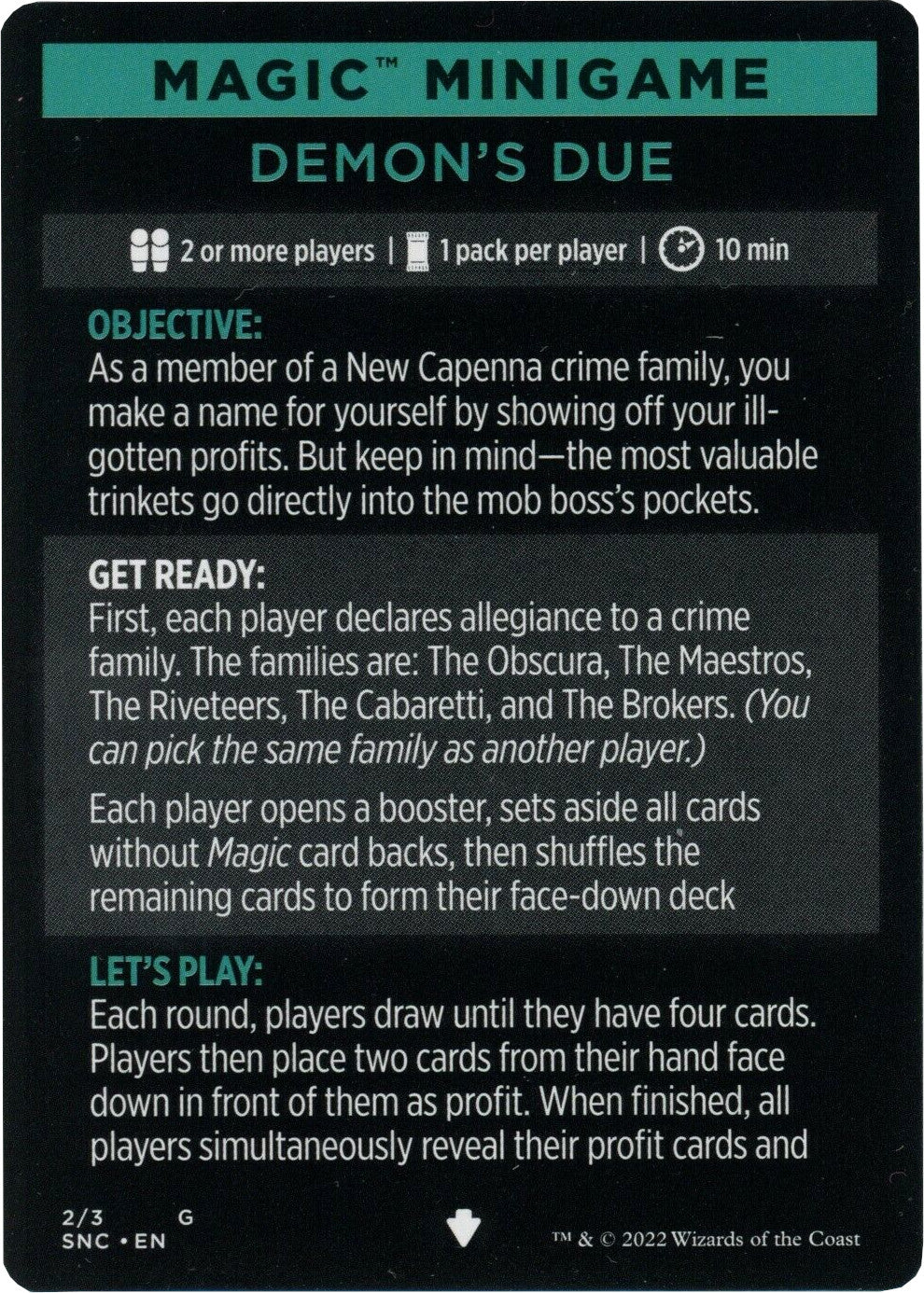 Demon's Due (Magic Minigame) [Streets of New Capenna Minigame] MTG Single Magic: The Gathering | Red Claw Gaming