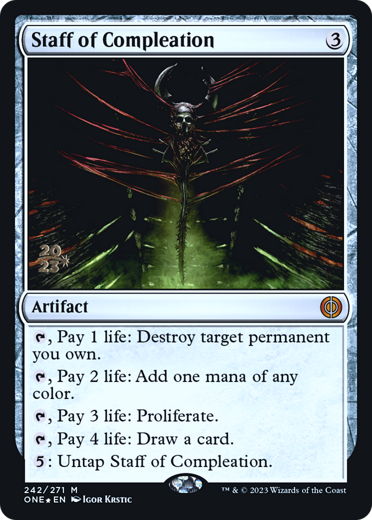 Staff of Compleation [Phyrexia: All Will Be One Prerelease Promos] MTG Single Magic: The Gathering | Red Claw Gaming