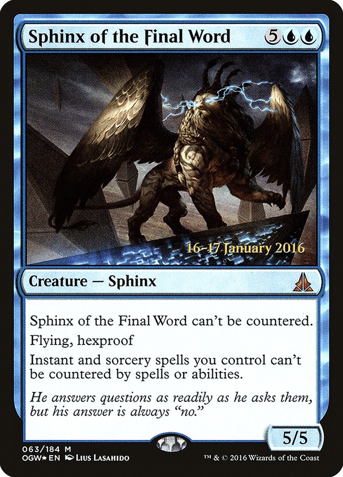 Sphinx of the Final Word [Oath of the Gatewatch Prerelease Promos] MTG Single Magic: The Gathering | Red Claw Gaming