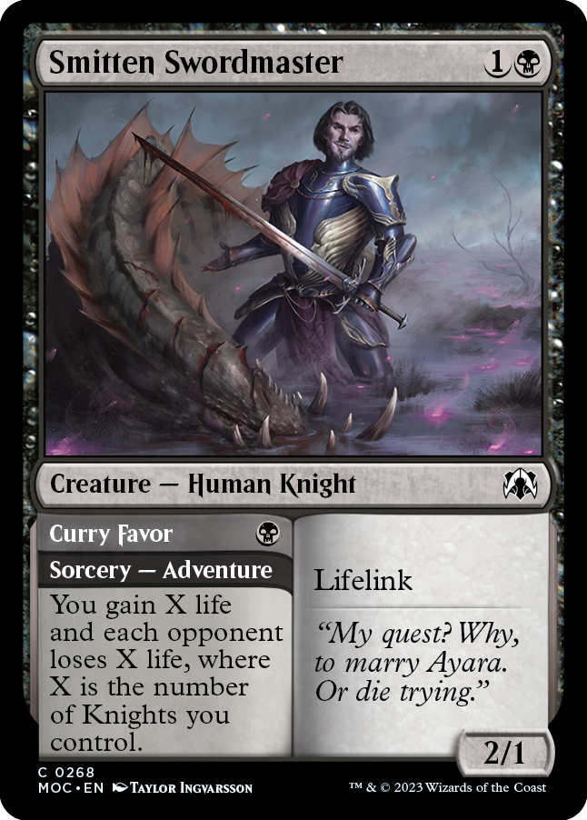 Smitten Swordmaster // Curry Favor [March of the Machine Commander] MTG Single Magic: The Gathering | Red Claw Gaming