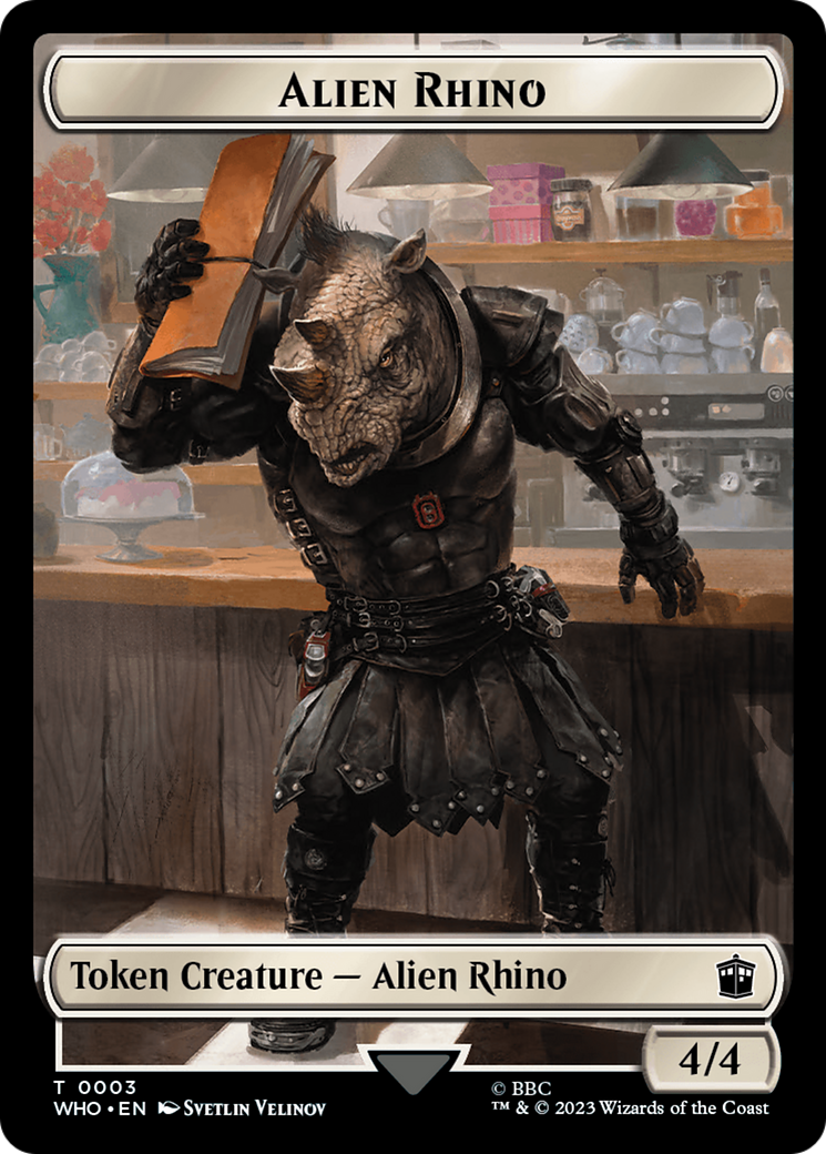 Alien Rhino // Alien Warrior Double-Sided Token [Doctor Who Tokens] MTG Single Magic: The Gathering | Red Claw Gaming