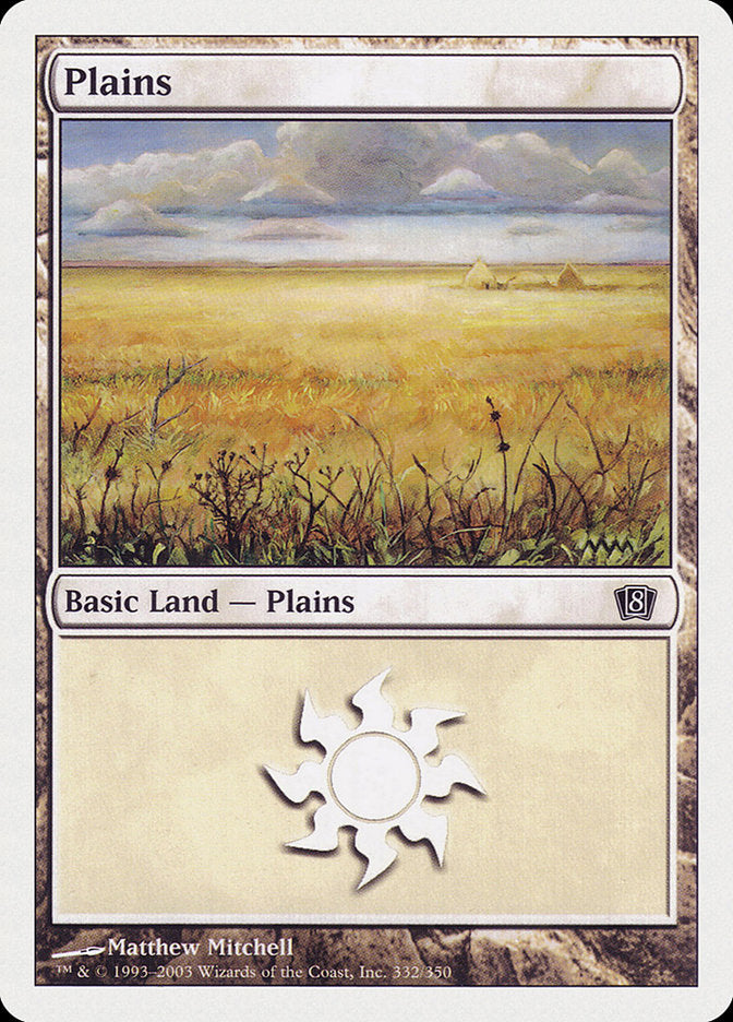 Plains (332) [Eighth Edition] MTG Single Magic: The Gathering | Red Claw Gaming