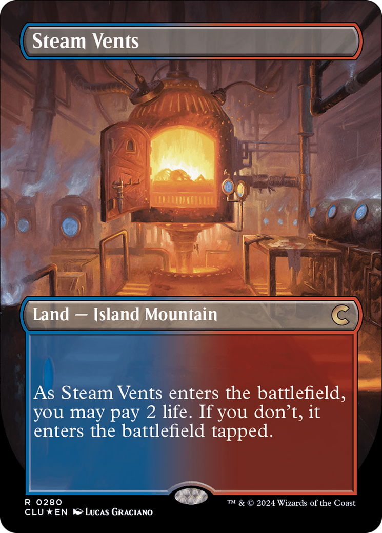 Steam Vents (Borderless) [Ravnica: Clue Edition] MTG Single Magic: The Gathering | Red Claw Gaming