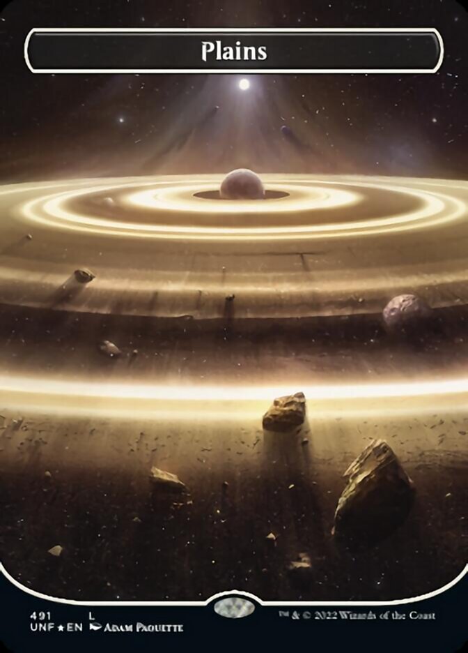 Plains (491) (Orbital Space-ic Land) (Galaxy Foil) [Unfinity] MTG Single Magic: The Gathering    | Red Claw Gaming