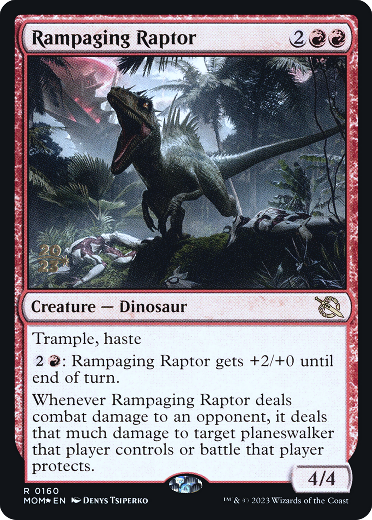 Rampaging Raptor [March of the Machine Prerelease Promos] MTG Single Magic: The Gathering    | Red Claw Gaming