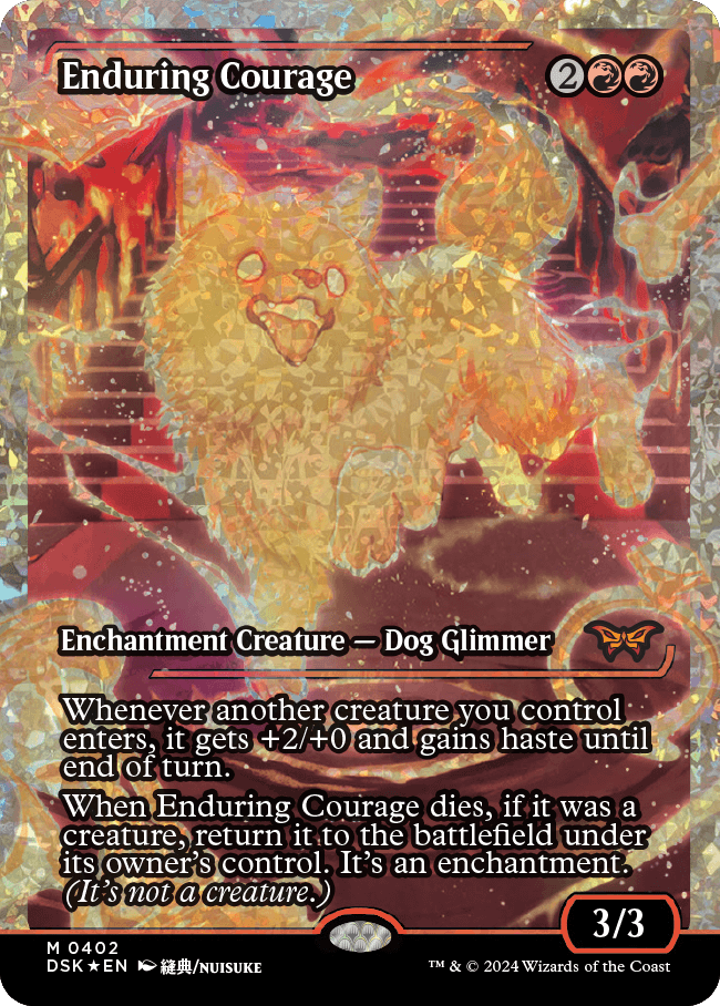 Enduring Courage (Japan Showcase Fracture Foil) [Duskmourn: House of Horror] MTG Single Magic: The Gathering | Red Claw Gaming