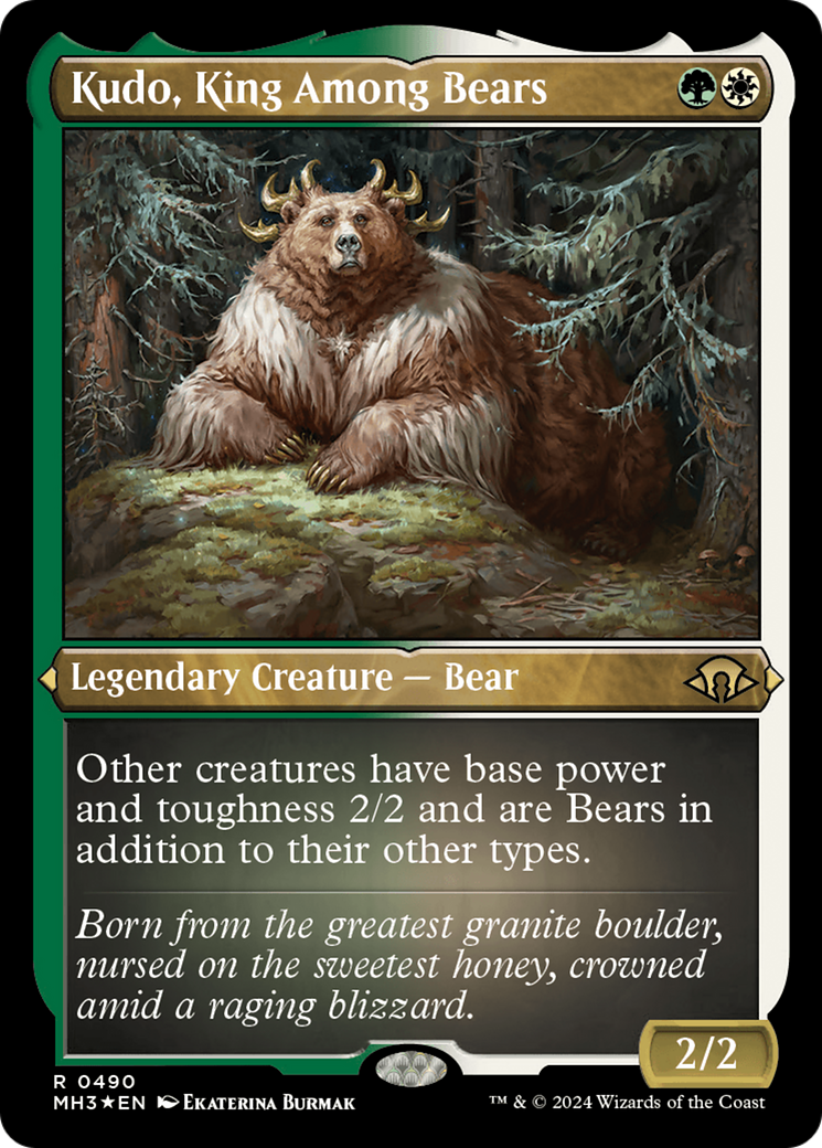 Kudo, King Among Bears (Foil Etched) [Modern Horizons 3] MTG Single Magic: The Gathering    | Red Claw Gaming