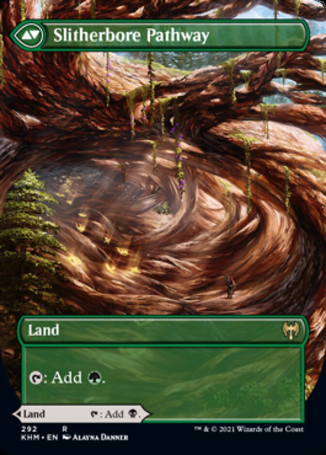 Darkbore Pathway // Slitherbore Pathway (Borderless Alternate Art) [Kaldheim] MTG Single Magic: The Gathering | Red Claw Gaming