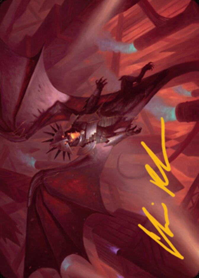 Ziatora, the Incinerator Art Card (Gold-Stamped Signature) [Streets of New Capenna Art Series] MTG Single Magic: The Gathering | Red Claw Gaming