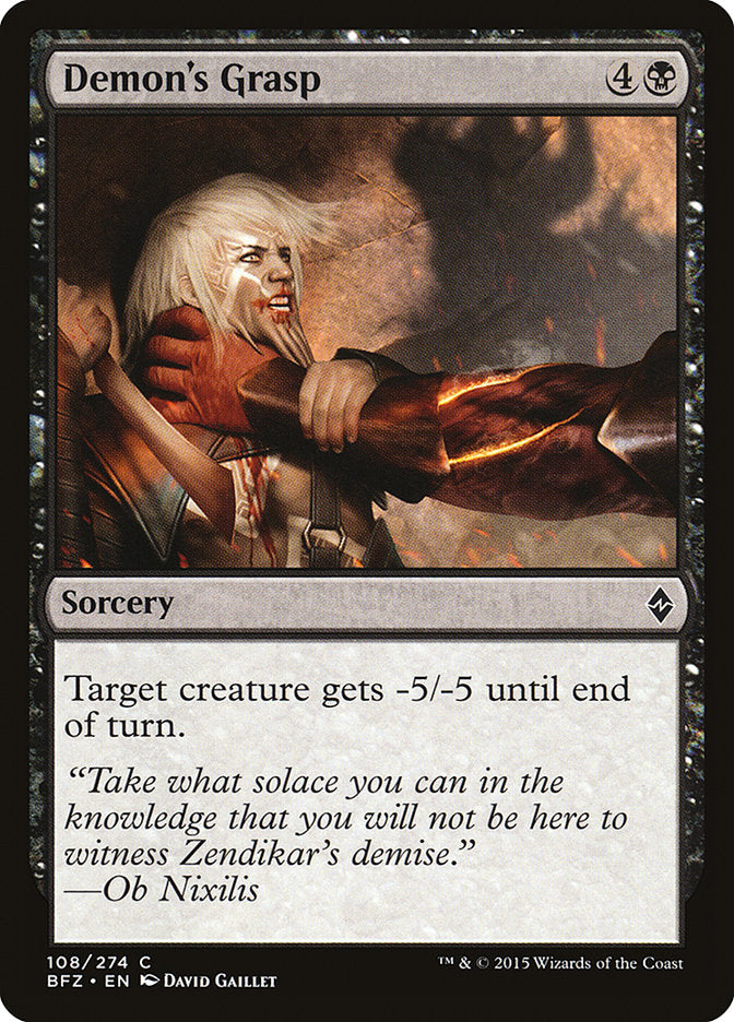 Demon's Grasp [Battle for Zendikar] MTG Single Magic: The Gathering | Red Claw Gaming