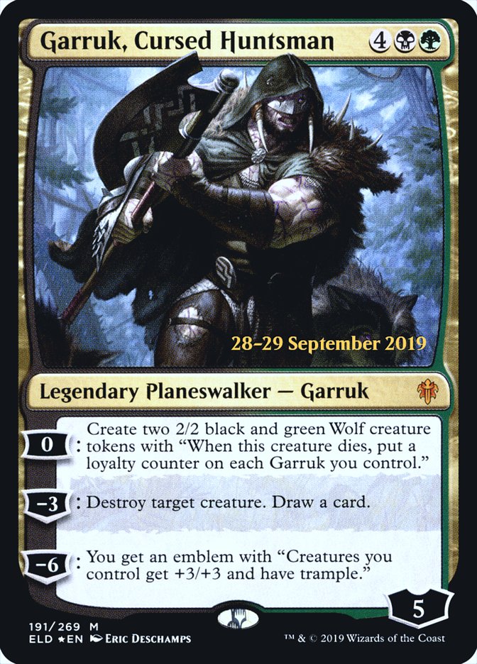 Garruk, Cursed Huntsman [Throne of Eldraine Prerelease Promos] MTG Single Magic: The Gathering | Red Claw Gaming