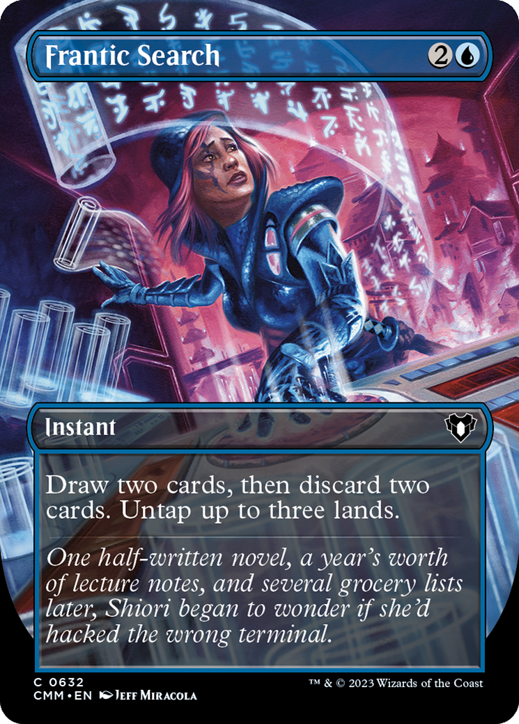 Frantic Search (Borderless Alternate Art) [Commander Masters] MTG Single Magic: The Gathering | Red Claw Gaming