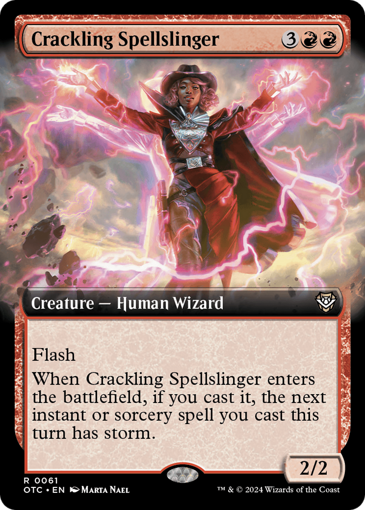 Crackling Spellslinger (Extended Art) [Outlaws of Thunder Junction Commander] MTG Single Magic: The Gathering | Red Claw Gaming