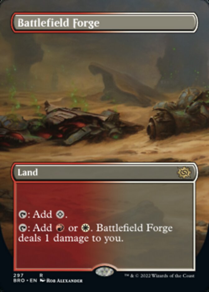 Battlefield Forge (Borderless Alternate Art) [The Brothers' War] MTG Single Magic: The Gathering | Red Claw Gaming